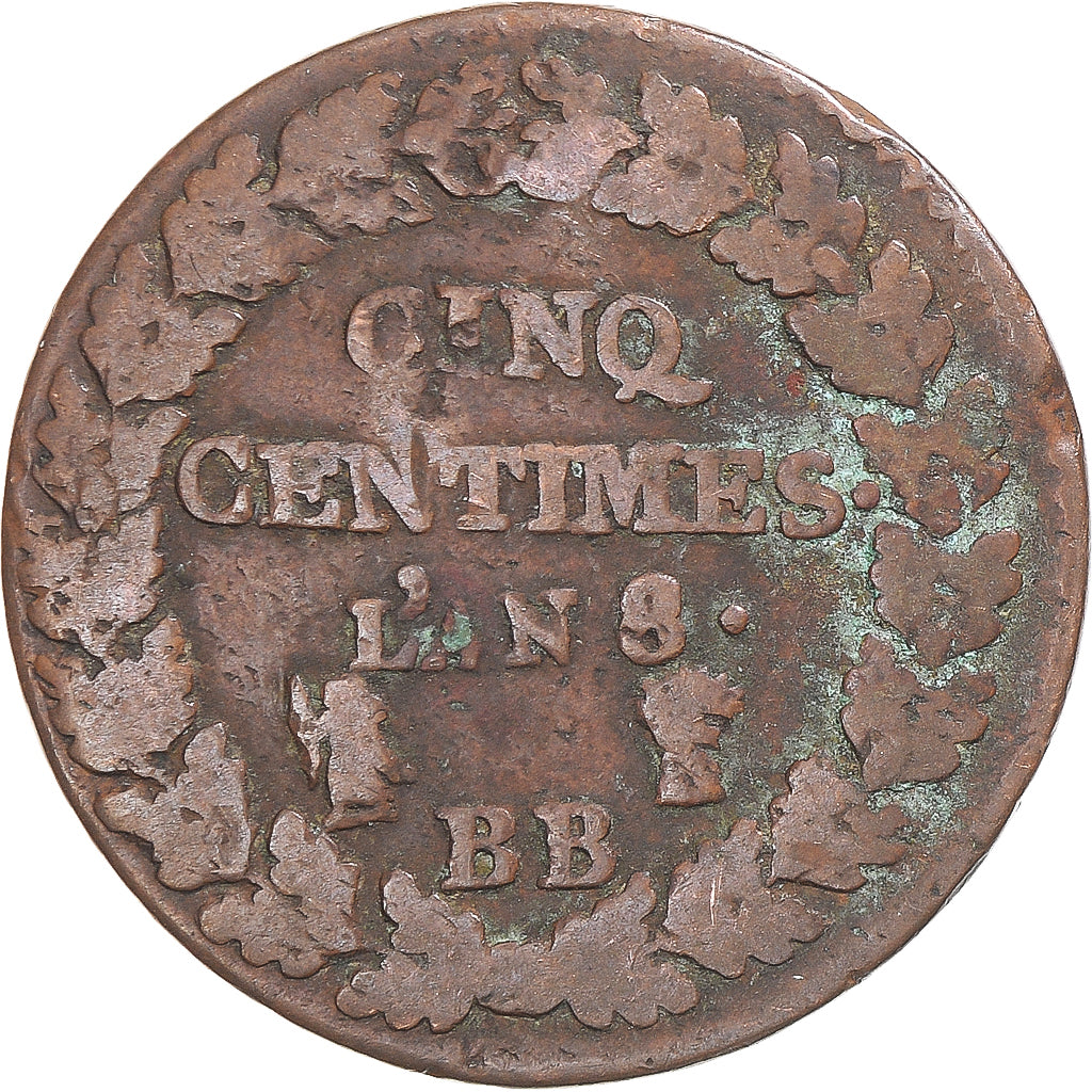 Münze, Frankreich, Dupré, 5 Centimes, An 8/6, Strasbourg, S, Kupfer