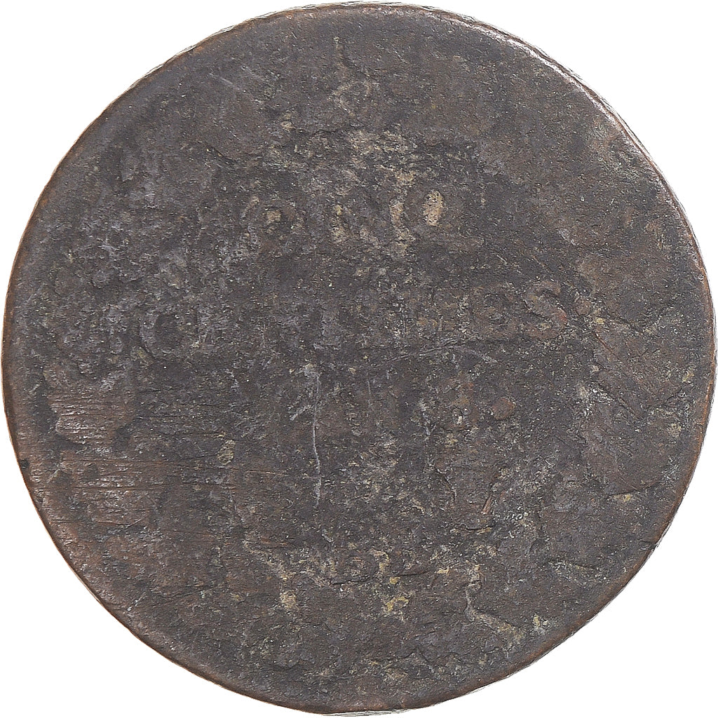 Moneta, Francia, Dupré, 5 Centimes, AN 8, Strasbourg, B, Rame, Gadoury:126a