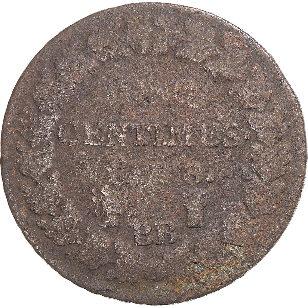 Monnaie, France, Dupré, 5 Centimes, AN 8, Strasbourg, B, Cuivre, Gadoury:126a