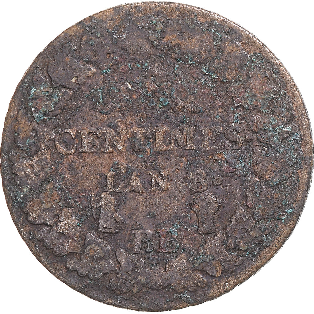 Moneta, Francja, Dupré, 5 Centimes, AN 8, Strasbourg, VF(20-25), Miedź