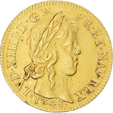 Monnaie, France, Louis XIV, Louis d'or à la mèche longue, 1648, Paris, lis