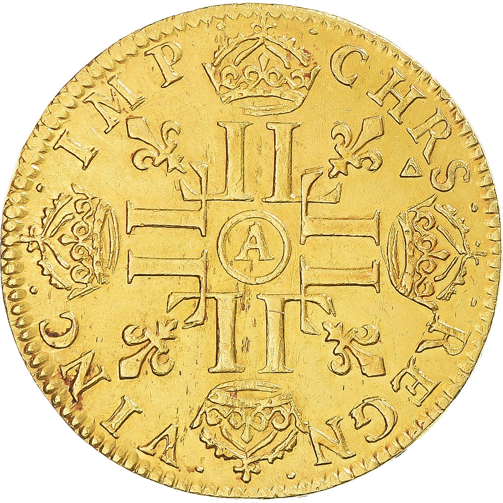 Monnaie, France, Louis XIV, Louis d'or à la mèche longue, 1648, Paris, lis