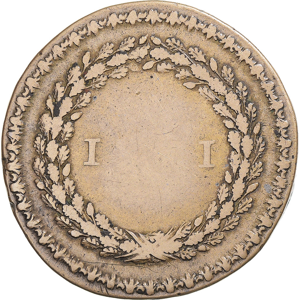 Coin, France, Dixain de Rochon, 1791, Lyon, VF(20-25), Métal de cloche