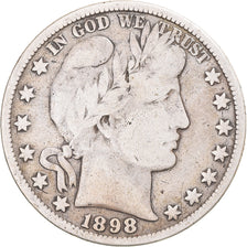Coin, United States, Barber Half Dollar, 1898, U.S. Mint, Philadelphia