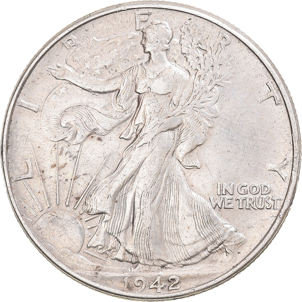 Coin, United States, Walking Liberty Half Dollar, 1942, U.S. Mint, Philadelphia