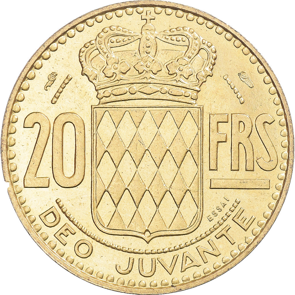 Moneta, Monaco, Rainier III, 20 Francs, 1950, Paris, PRÓBA, AU(55-58), Brązal