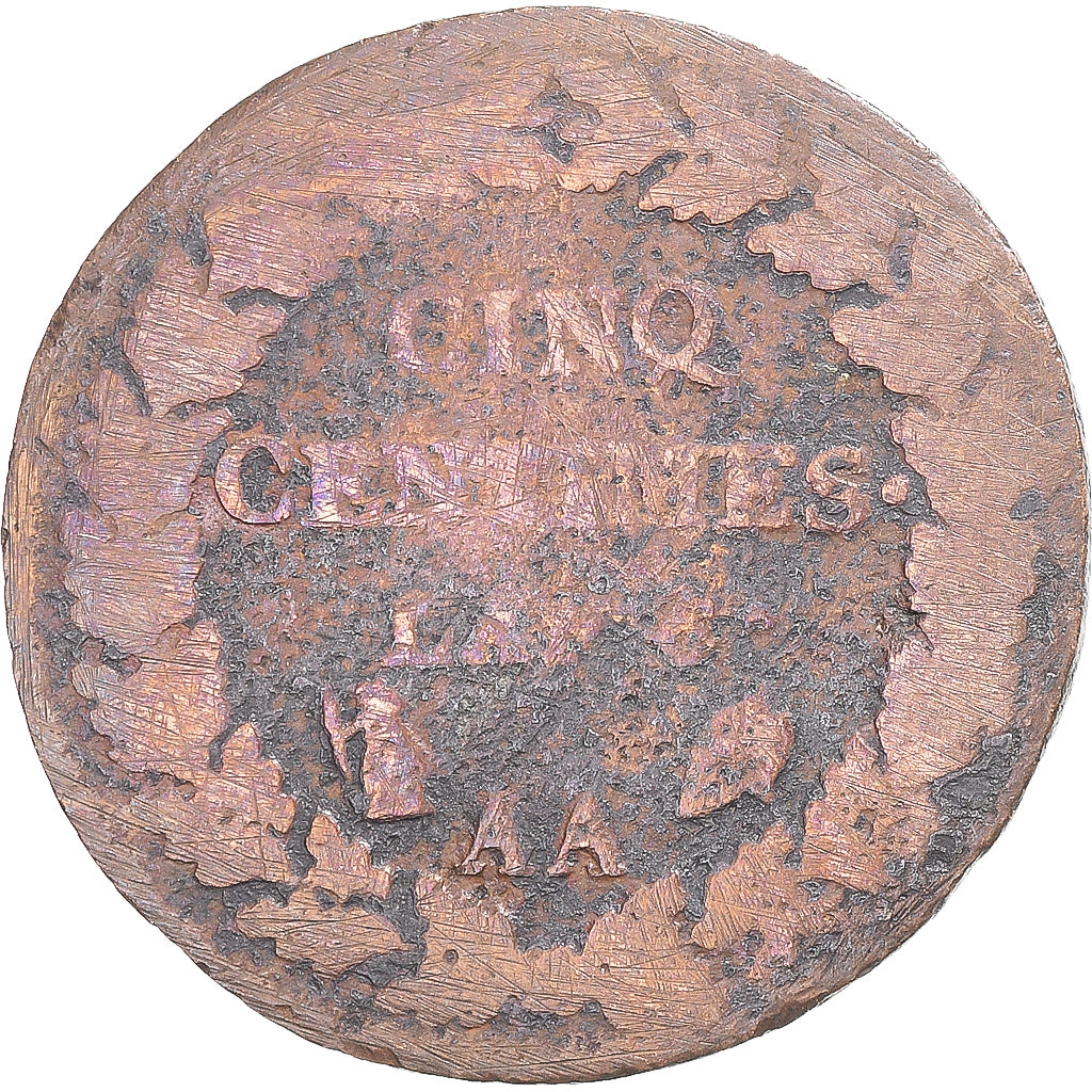 Moneta, Francja, Dupré, 5 Centimes, Metz, F(12-15), Miedź, Gadoury:126/126a