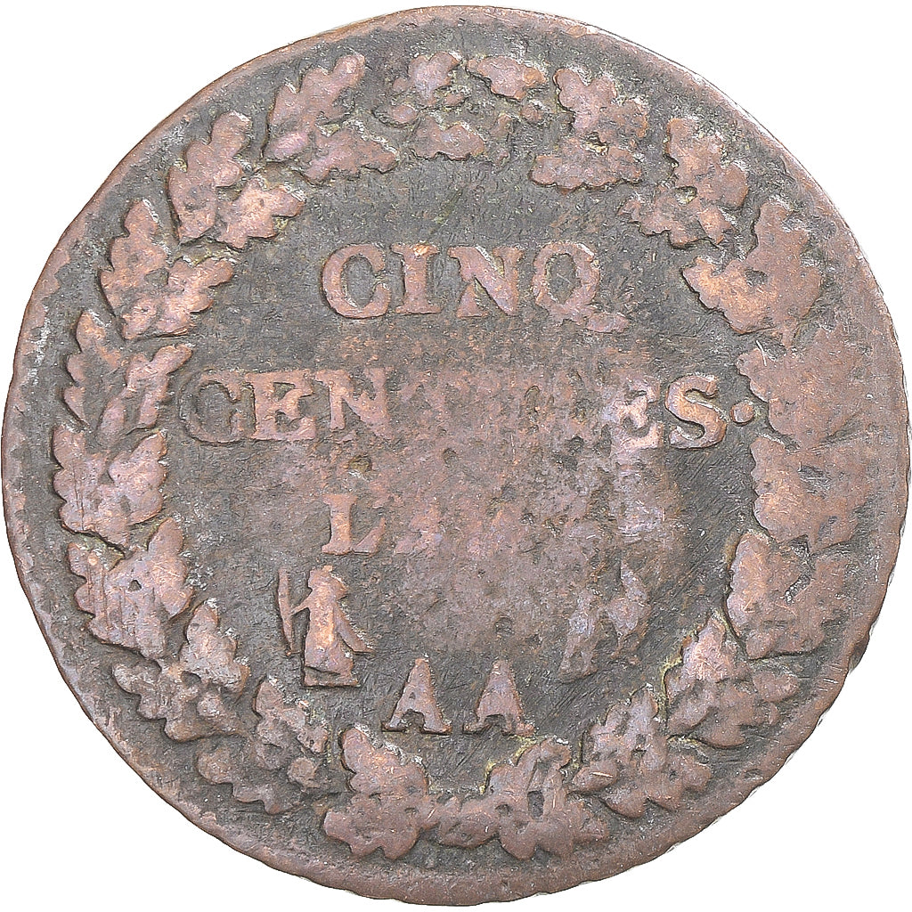 Munten, Frankrijk, Dupré, 5 Centimes, Metz, FR, Koper, Gadoury:126/126a