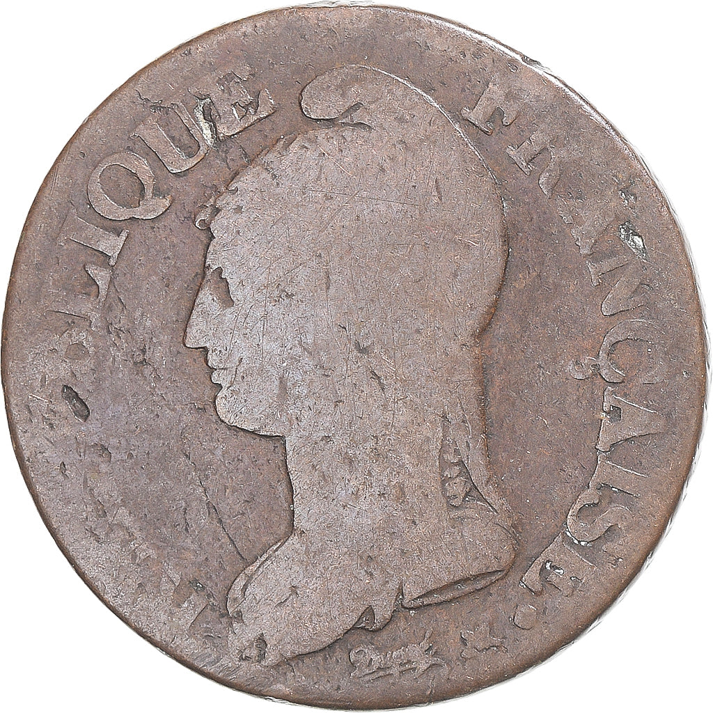 Moneta, Francja, Dupré, 5 Centimes, Metz, VF(20-25), Miedź, Gadoury:126/126a