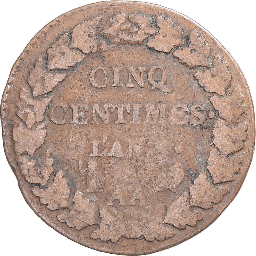 Munten, Frankrijk, Dupré, 5 Centimes, Metz, FR, Koper, Gadoury:126/126a