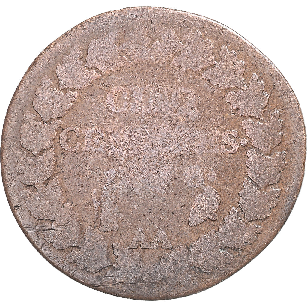 Münze, Frankreich, Dupré, 5 Centimes, AN 8, Metz, SGE+, Kupfer, Gadoury:126a