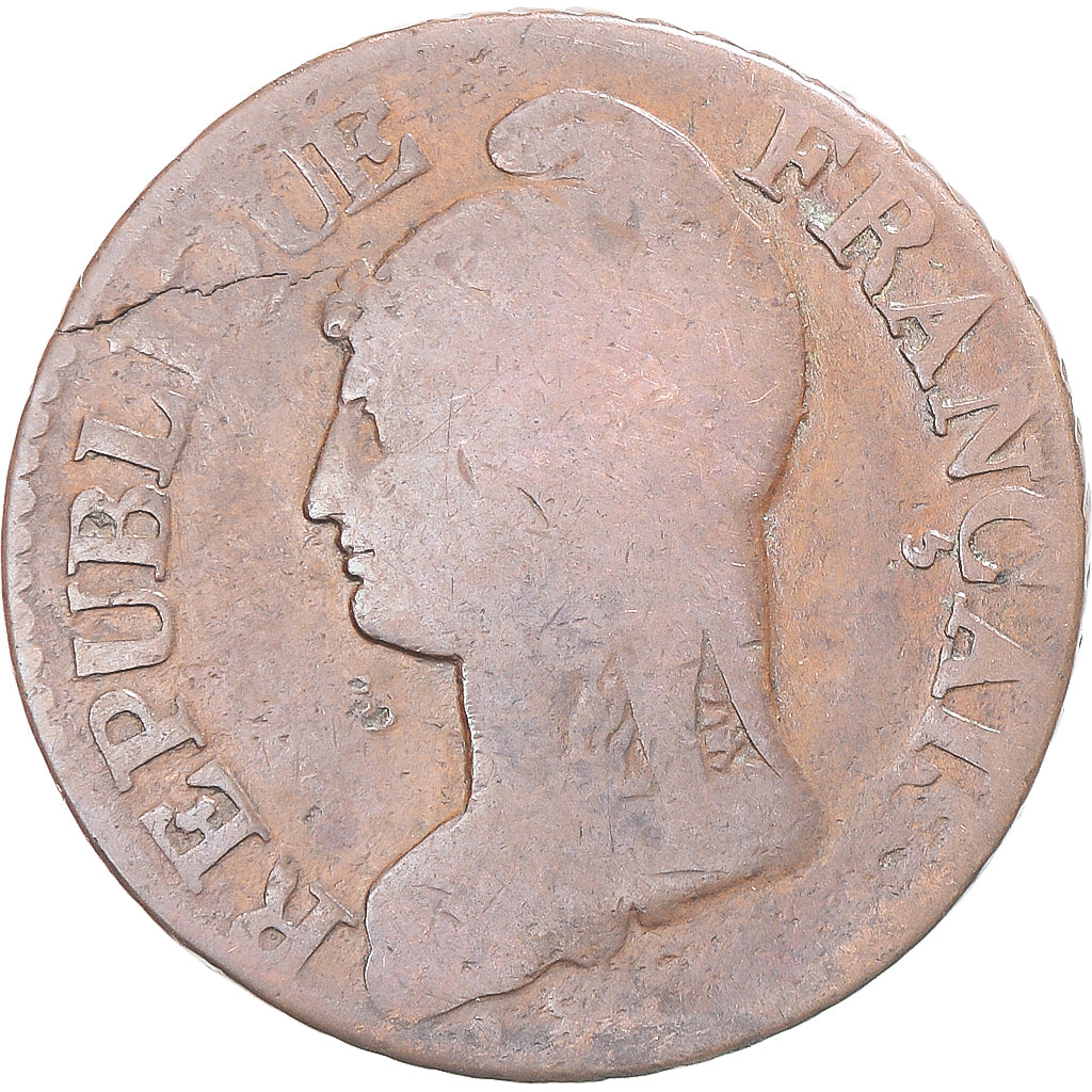 Moneta, Francja, Dupré, 5 Centimes, AN 8, Metz, VF(20-25), Miedź, Gadoury:126a