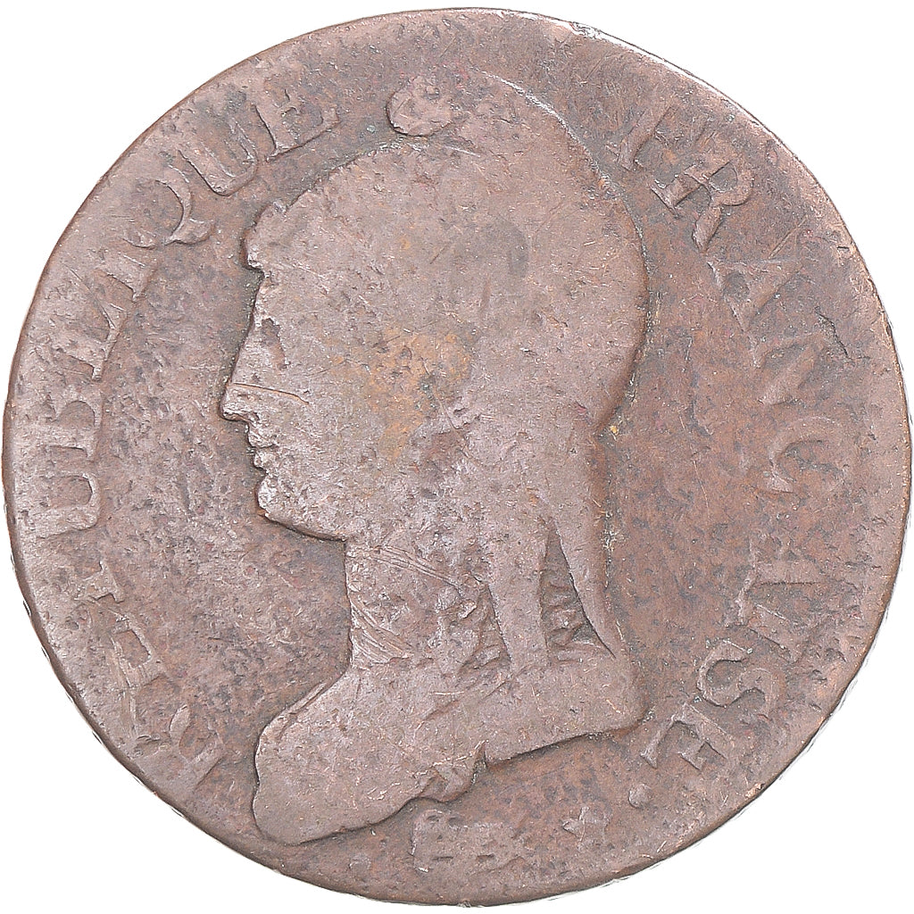 Münze, Frankreich, Dupré, 5 Centimes, AN 8, Metz, S, Kupfer, Gadoury:126a