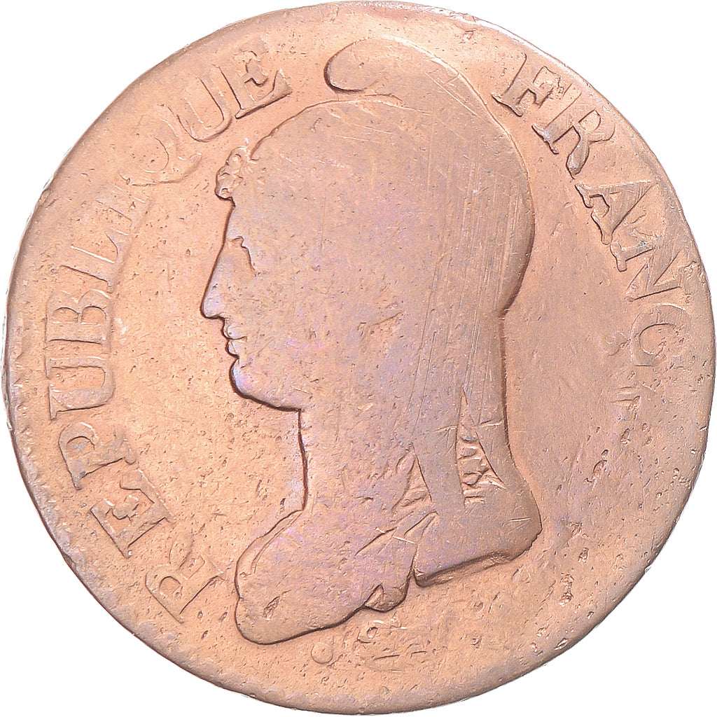 Moneta, Francja, Dupré, 5 Centimes, AN 8, Metz, VF(20-25), Miedź, Gadoury:126a