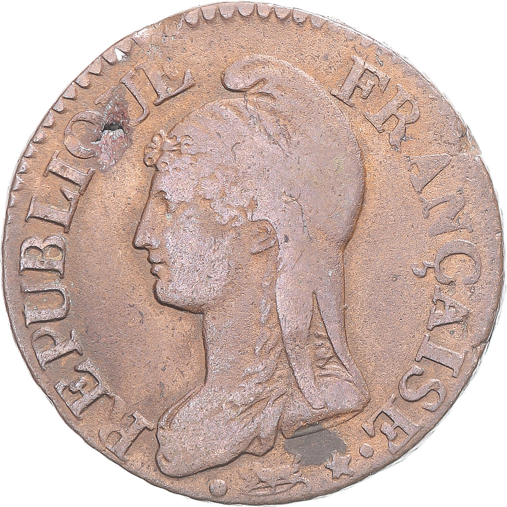 Coin, France, Dupré, 5 Centimes, AN 8, Metz, VF(30-35), Copper, Gadoury:126a