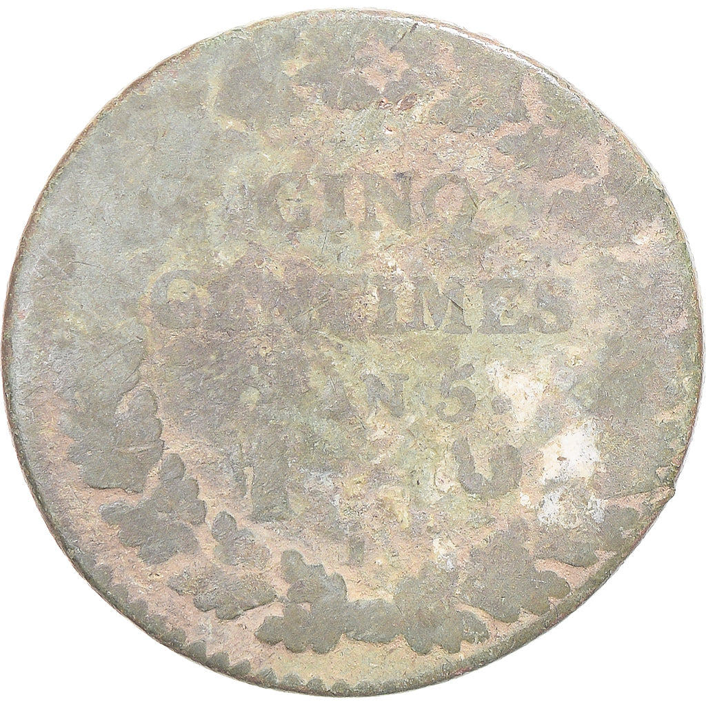 Münze, Frankreich, Dupré, 5 Centimes, AN 5, SGE+, Kupfer, Gadoury:126