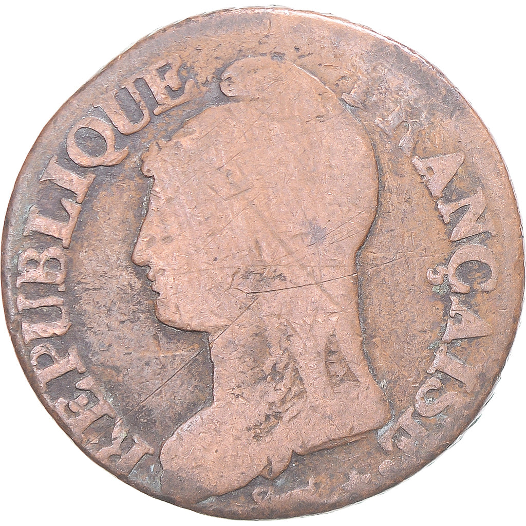 Moneda, Francia, Dupré, 5 Centimes, AN 8, BC+, Cobre, Gadoury:126a
