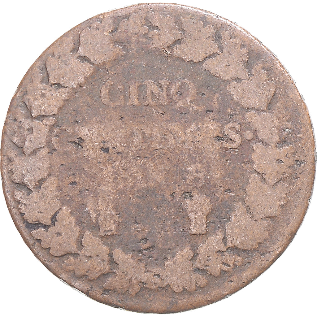 Moneta, Francja, Dupré, 5 Centimes, AN 8, VF(20-25), Miedź, Gadoury:126a