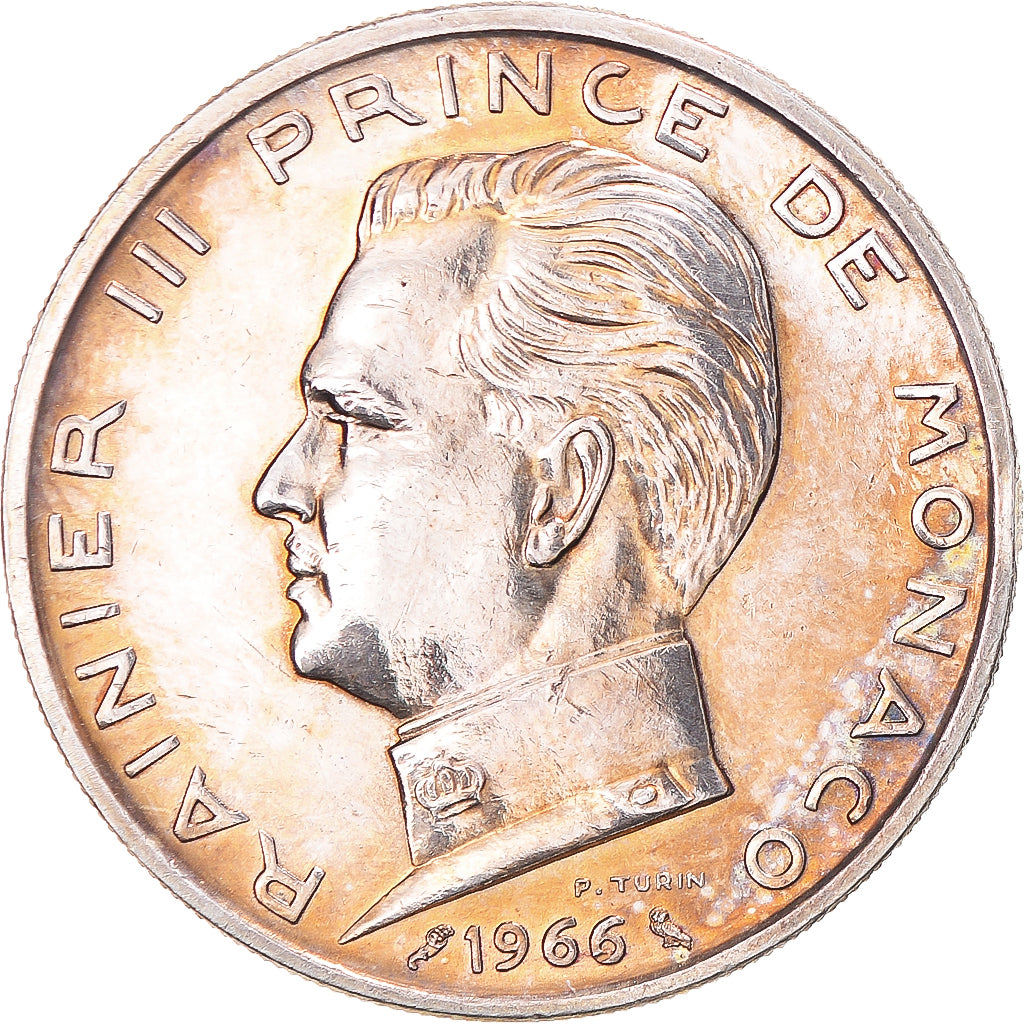 Coin, Monaco, Rainier III, 5 Francs, 1960, Paris, AU(55-58), Silver