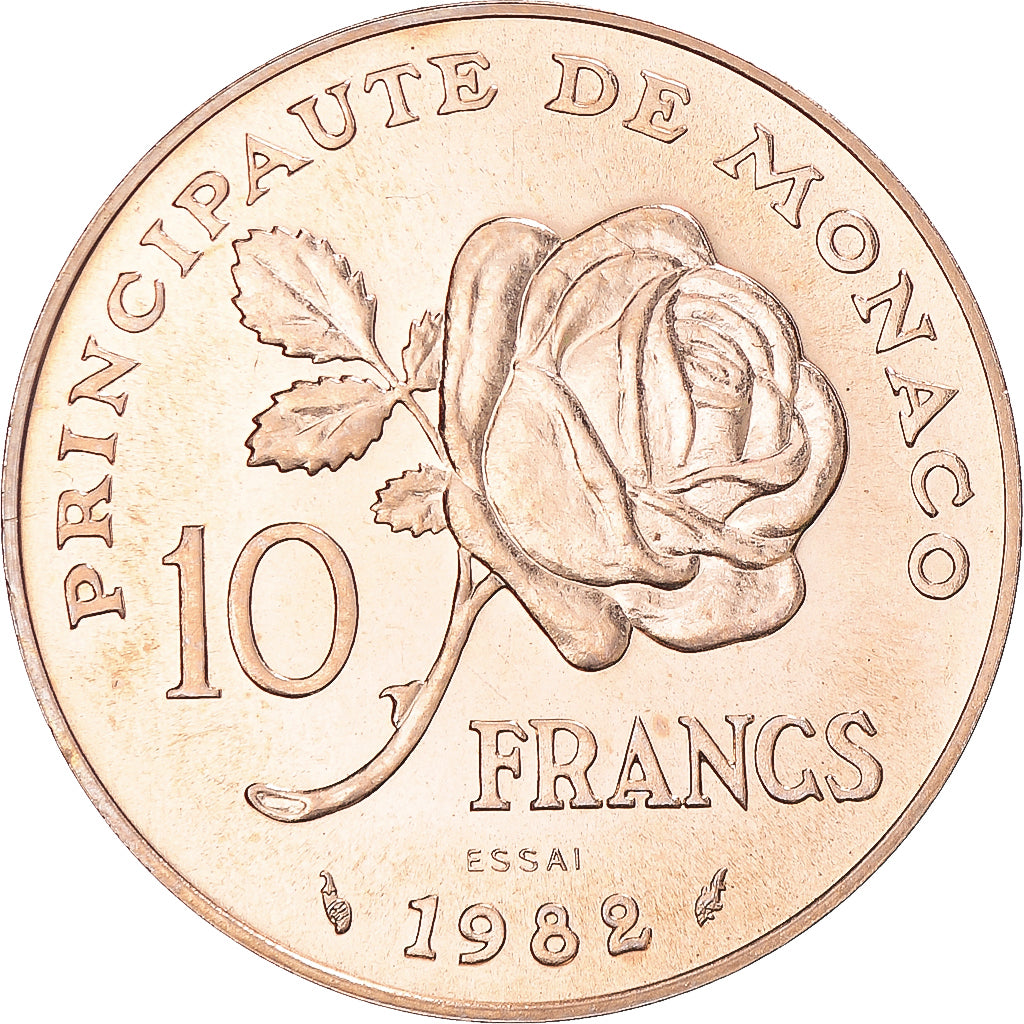 Coin, Monaco, Rainier III, Princesse Grace, 10 Francs, 1982, Paris, ESSAI