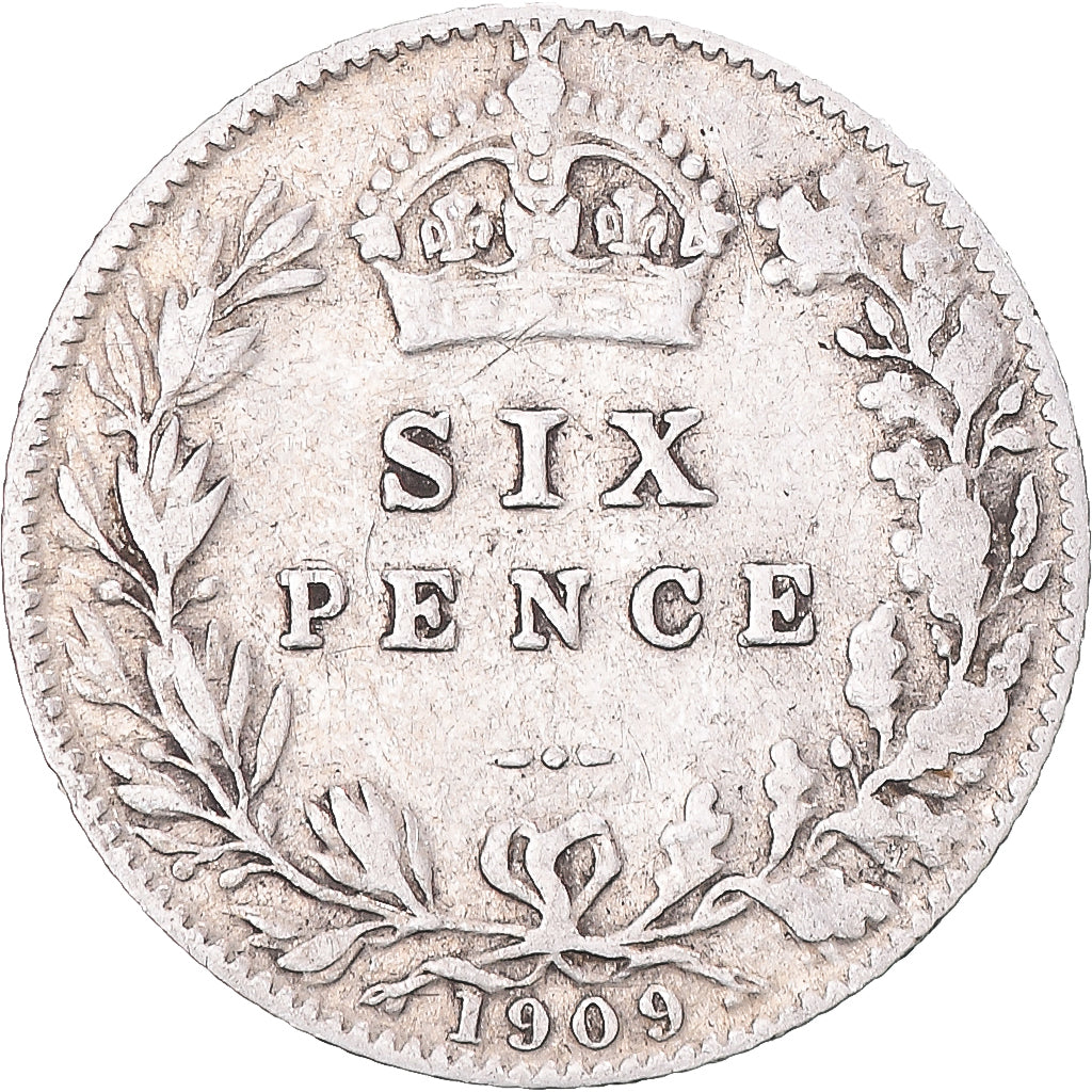 Coin, United Kingdom, Edward VII, 6 Pence, 1909, London, VF(30-35), Silver