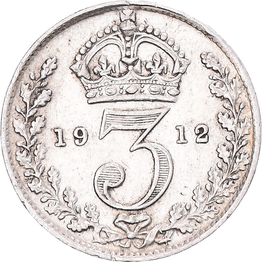 Coin, United Kingdom, George V, 3 Pence, 1912, London, AU(50-53), Silver