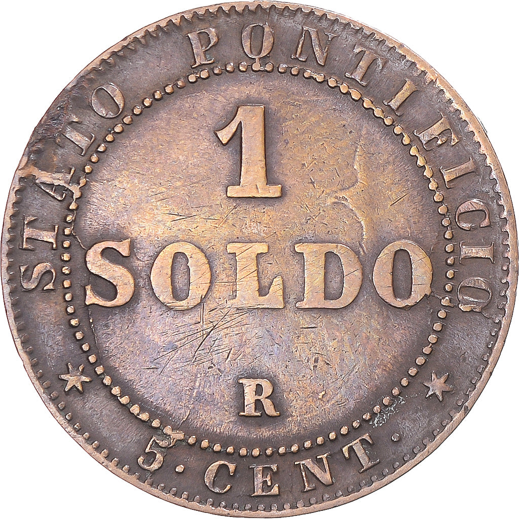 Monnaie, États italiens, Pius IX, Soldo, 1867, Roma, TB+, Cuivre