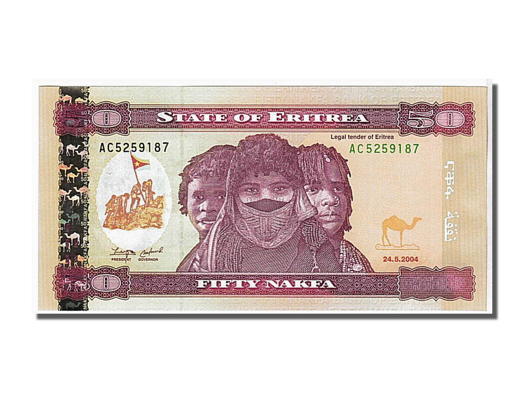 Banknot, Erytrea, 50 Nakfa, 2004, KM:7, UNC(65-70)