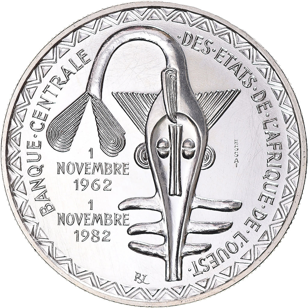 Coin, West African States, 5000 Francs, 1982, Monnaie de Paris, ESSAI, MS(64)