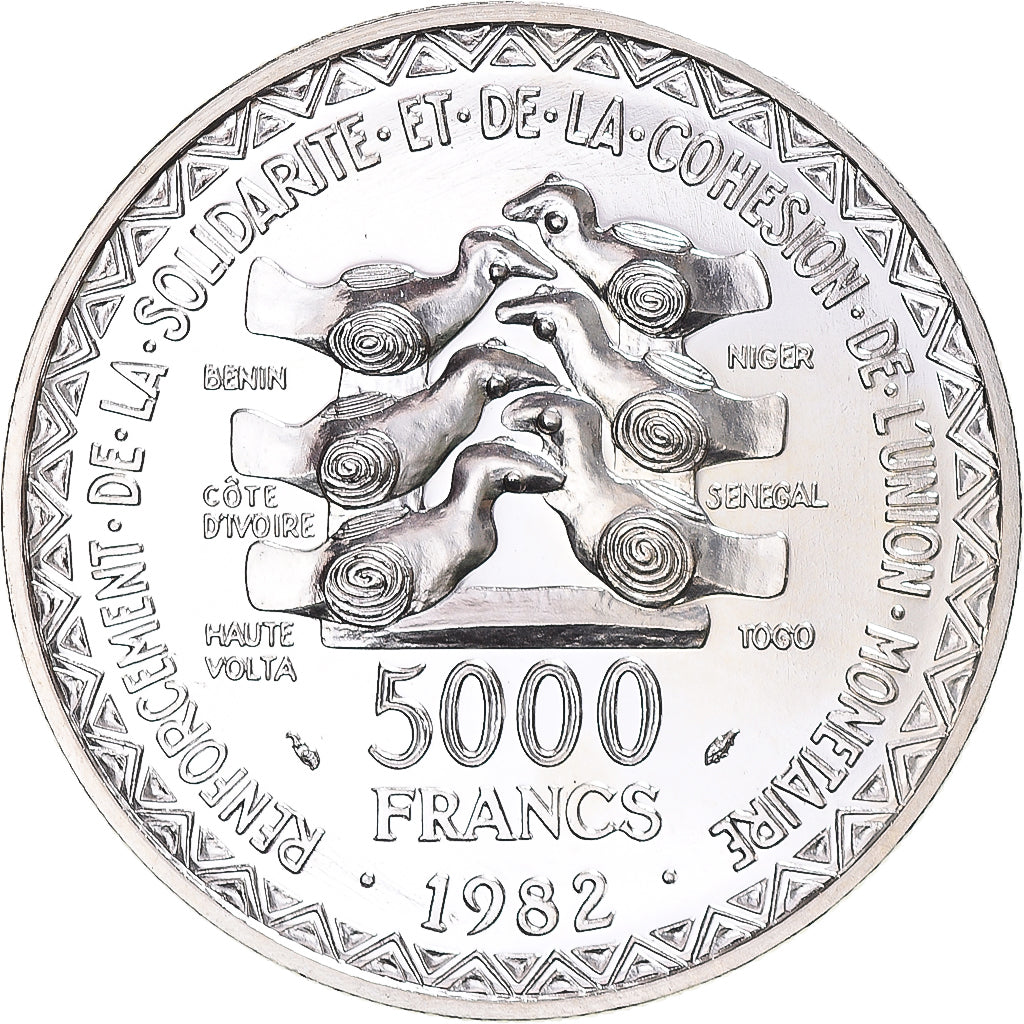Coin, West African States, 5000 Francs, 1982, Monnaie de Paris, ESSAI, MS(64)