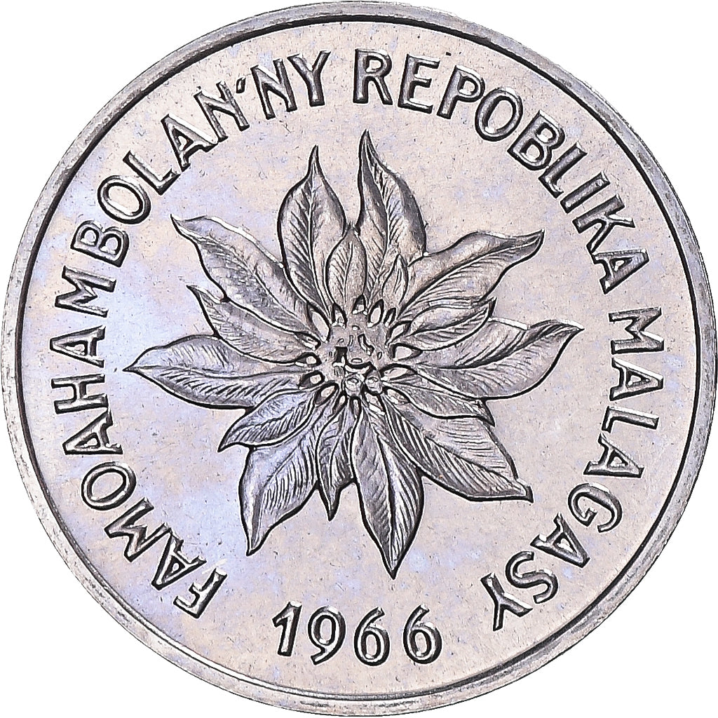 Moneta, Madagascar, 5 Francs, 1966, Paris, PRÓBA, MS(65-70), Stal nierdzewna