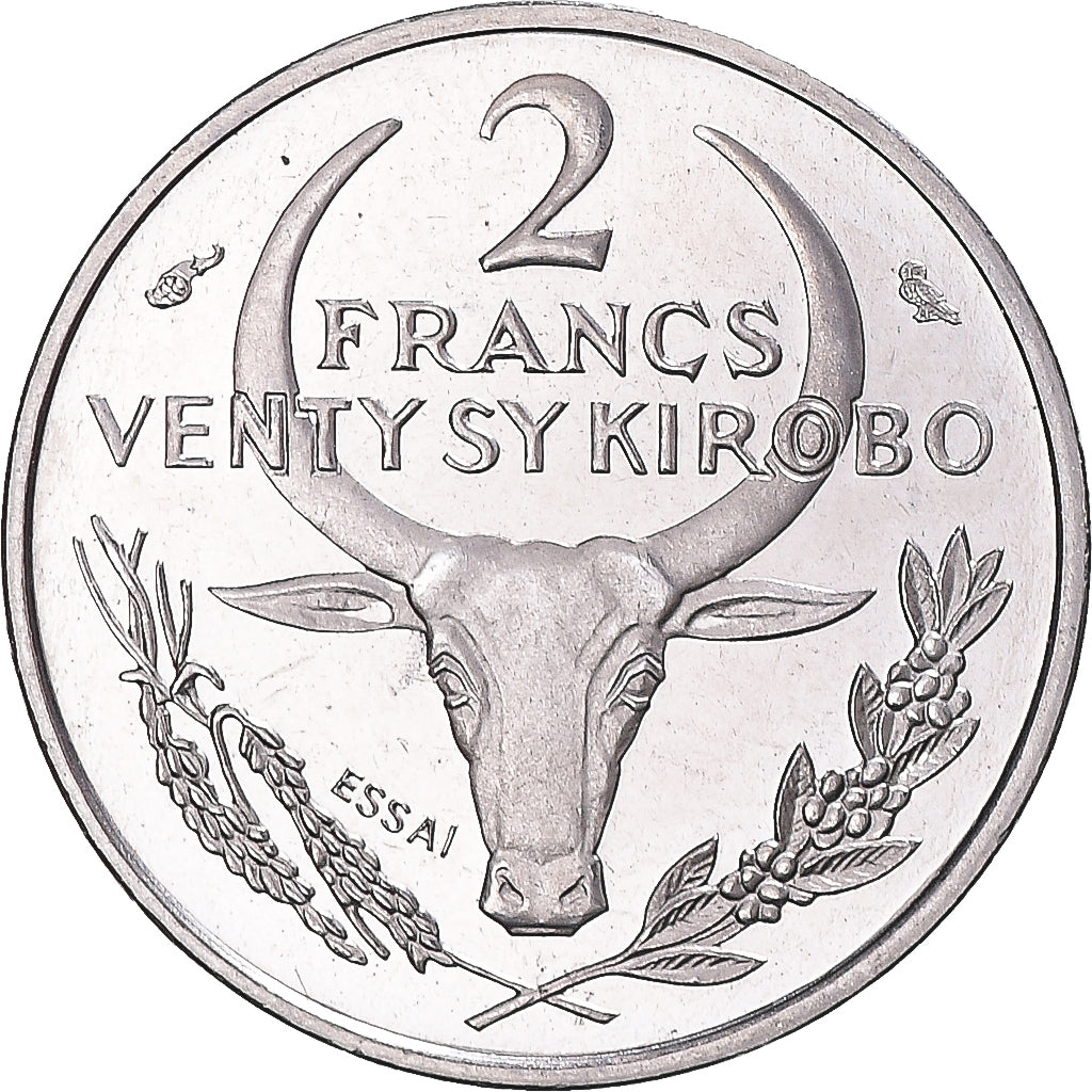 Monnaie, Madagascar, 2 Francs, 1965, Paris, ESSAI, FDC, Acier inoxydable, KM:E7