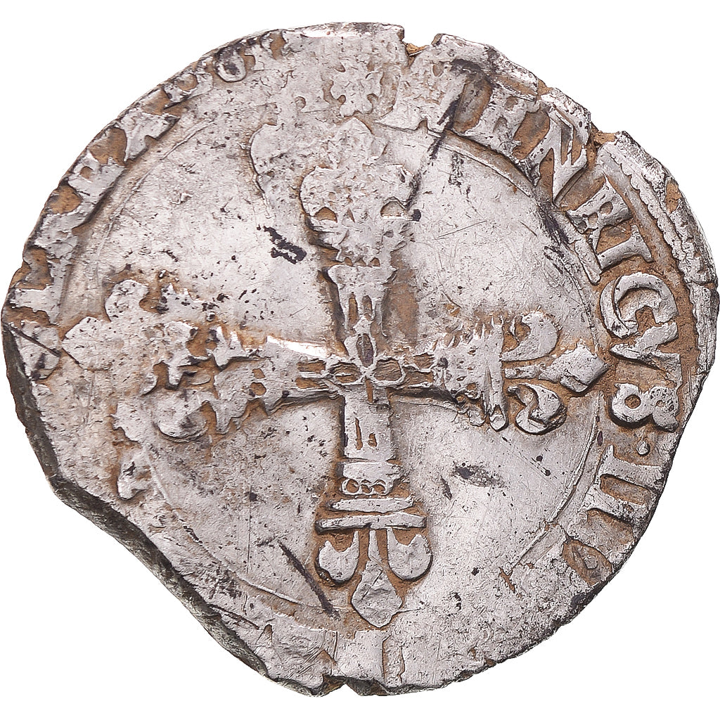 Moneda, Francia, Henri III, 1/4 Ecu, 1584, Bayonne, MBC, Plata, Gadoury:494