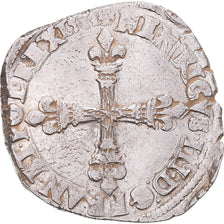 Monnaie, France, Henri III, 1/4 Ecu, 1584, Angers, TTB+, Argent, Gadoury:494