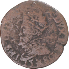 Coin, Spanish Netherlands, Philip II, Liard, 1580, Maastricht, VF(30-35), Copper