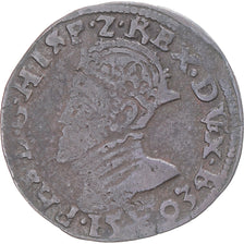 Coin, Spanish Netherlands, Philip II, Liard, 1593, Maastricht, VF(30-35), Copper