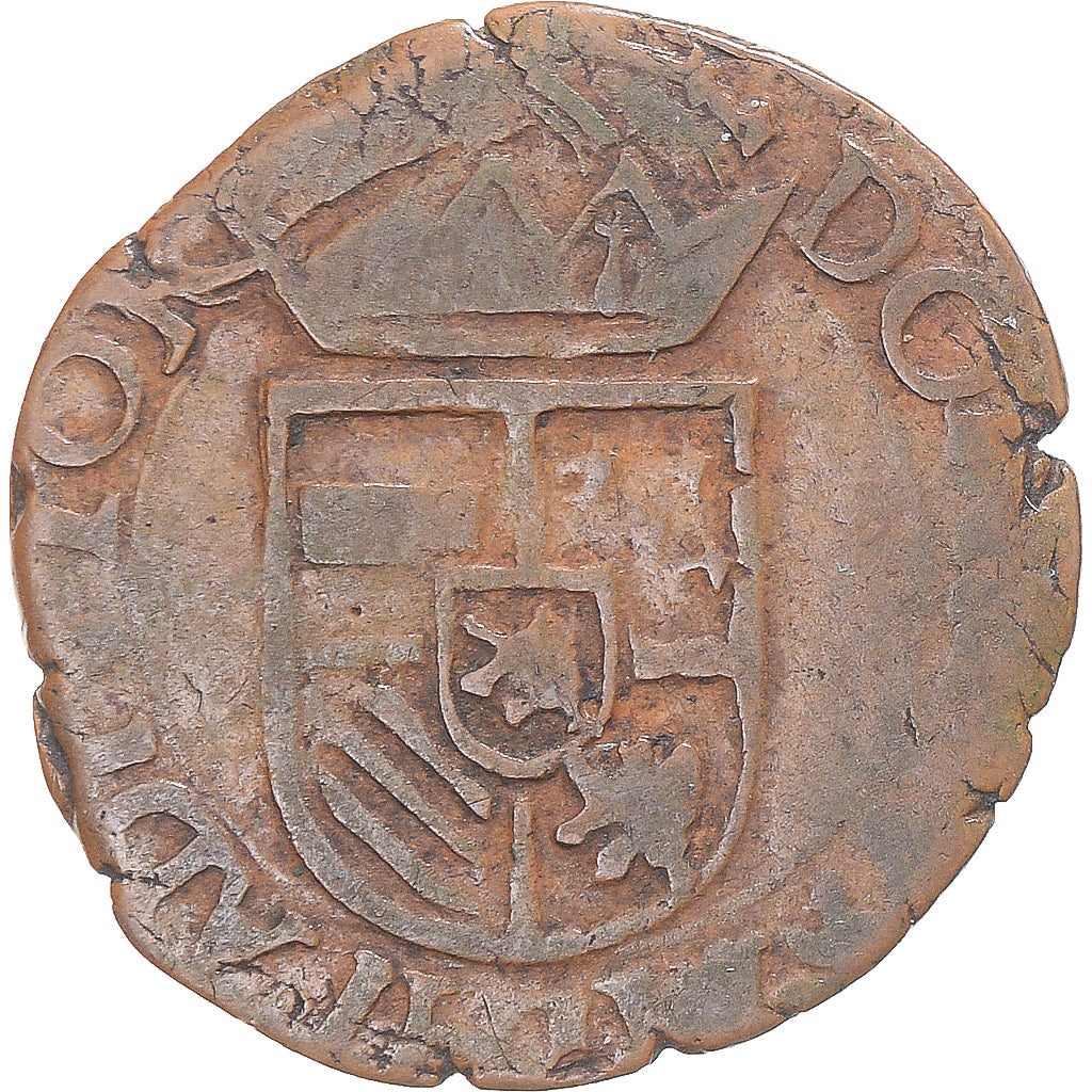 Coin, Spanish Netherlands, Philip II, Gigot, 1597, Maastricht, EF(40-45), Copper