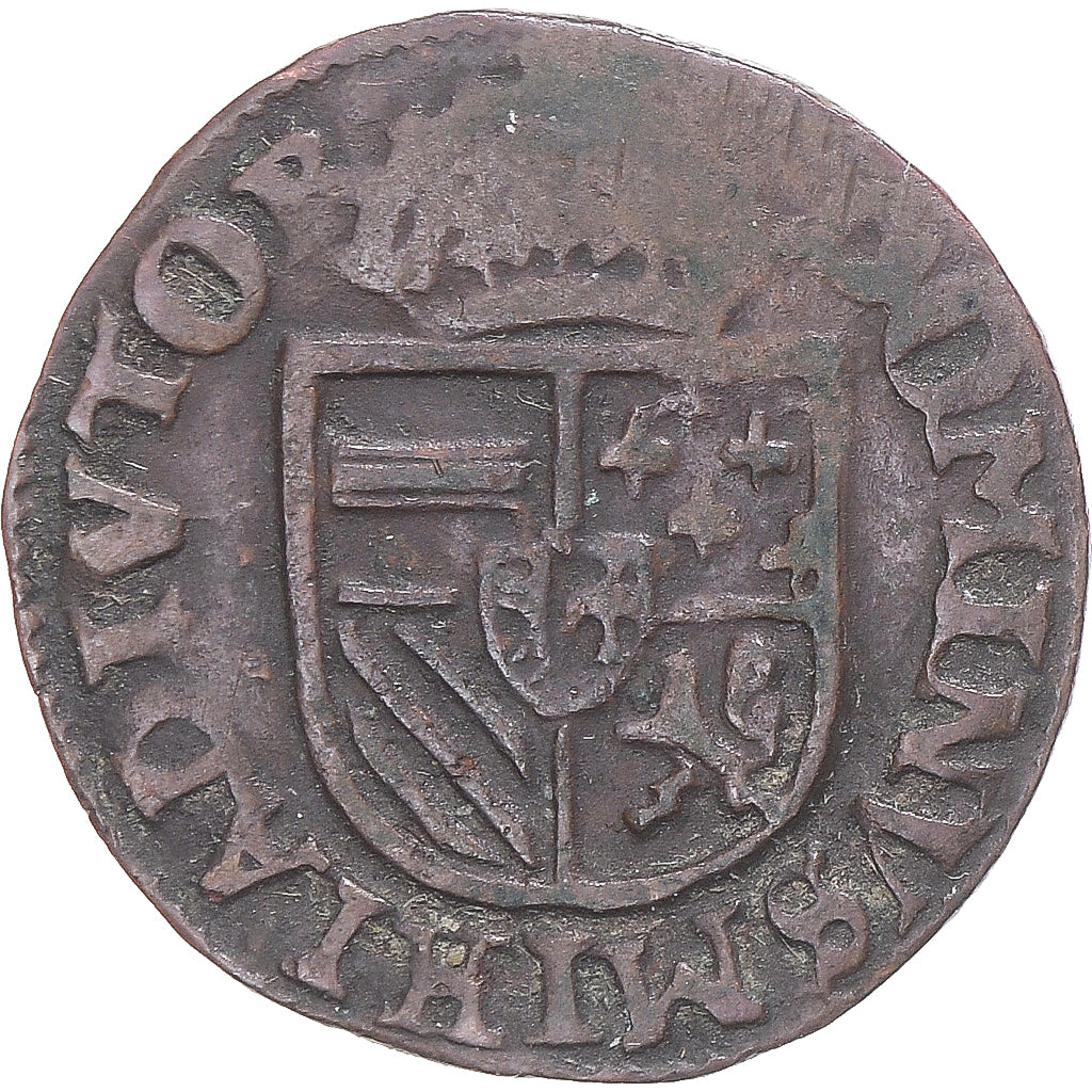 Coin, Spanish Netherlands, Philip II, Courte, Maastricht, EF(40-45), Copper
