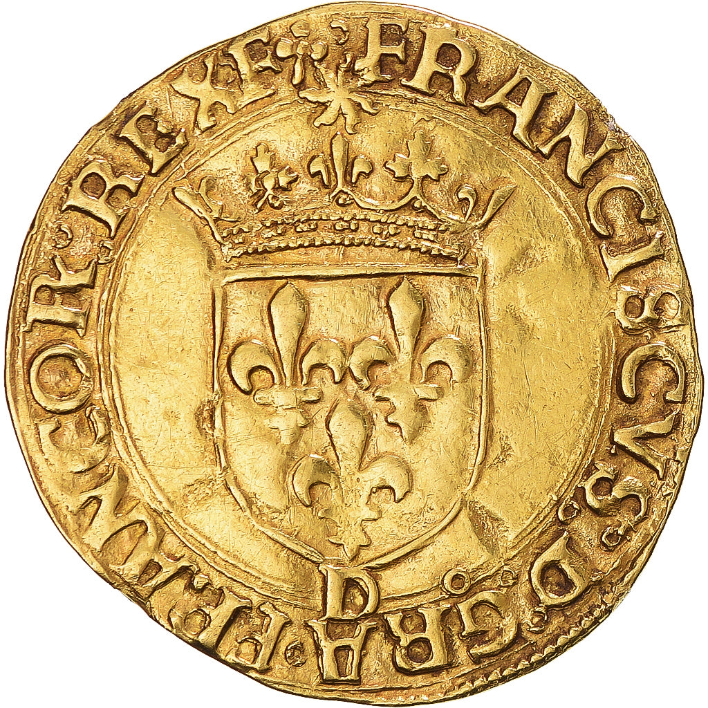 Moneda, Francia, François Ier, Écu d'or au soleil, 1515-1519, Lyon, MBC+, Oro
