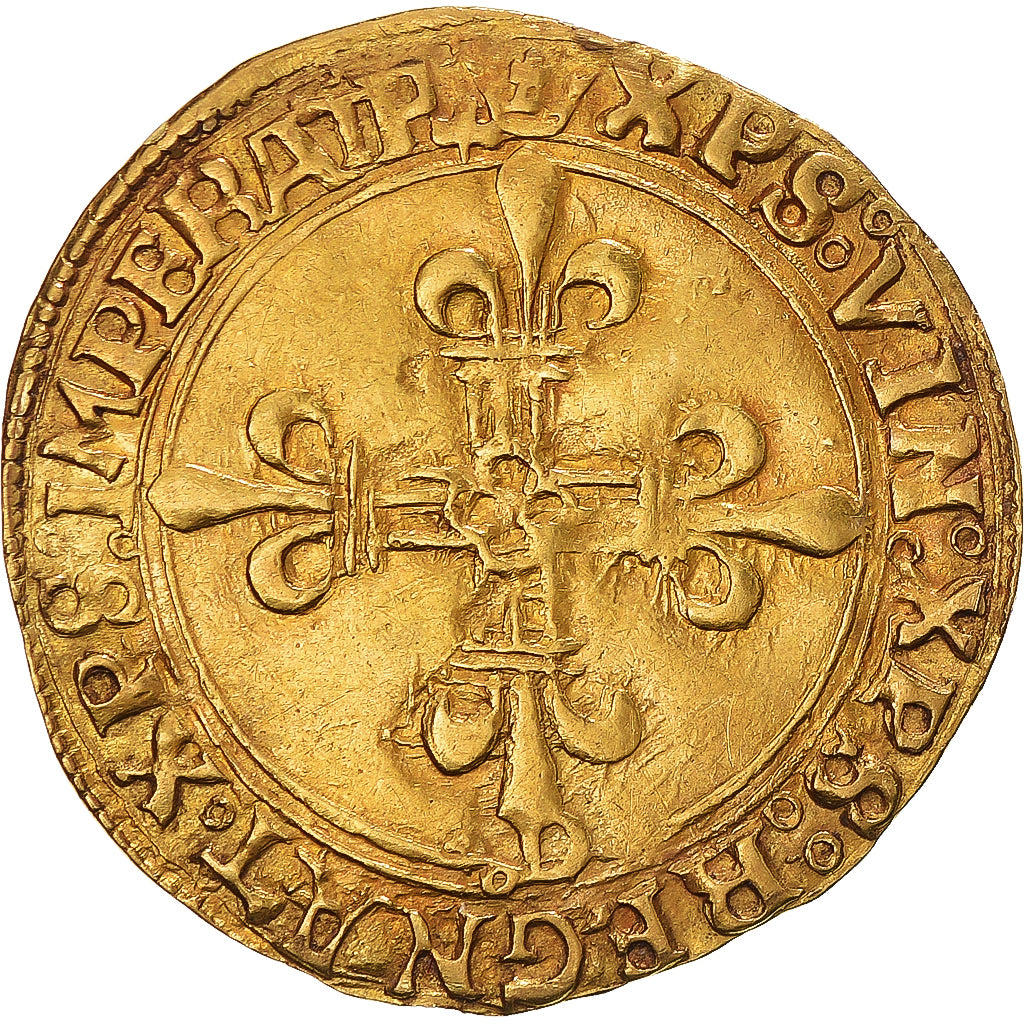 Moneda, Francia, François Ier, Écu d'or au soleil, 1515-1519, Lyon, MBC+, Oro