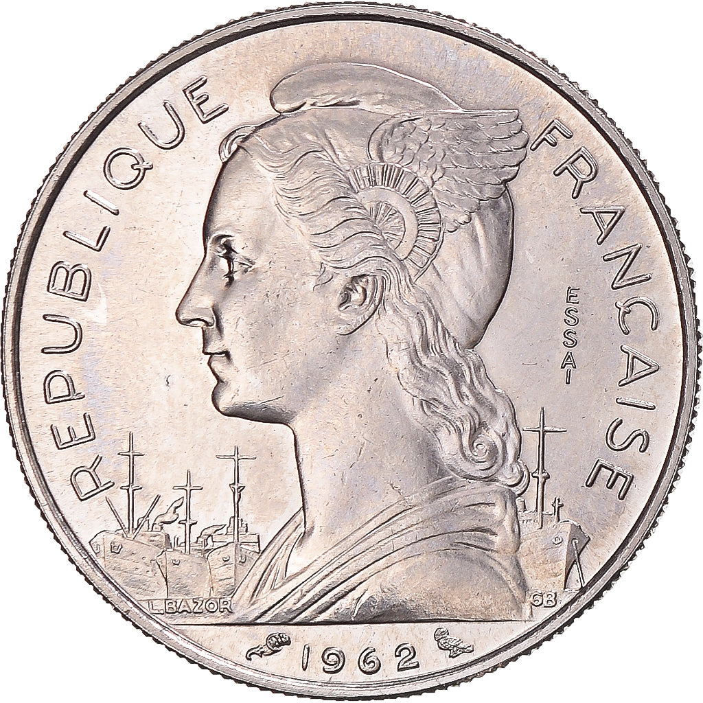 Moeda, Reunião, 50 Francs, 1962, Paris, ENSAIO, MS(65-70), Níquel, KM:E8