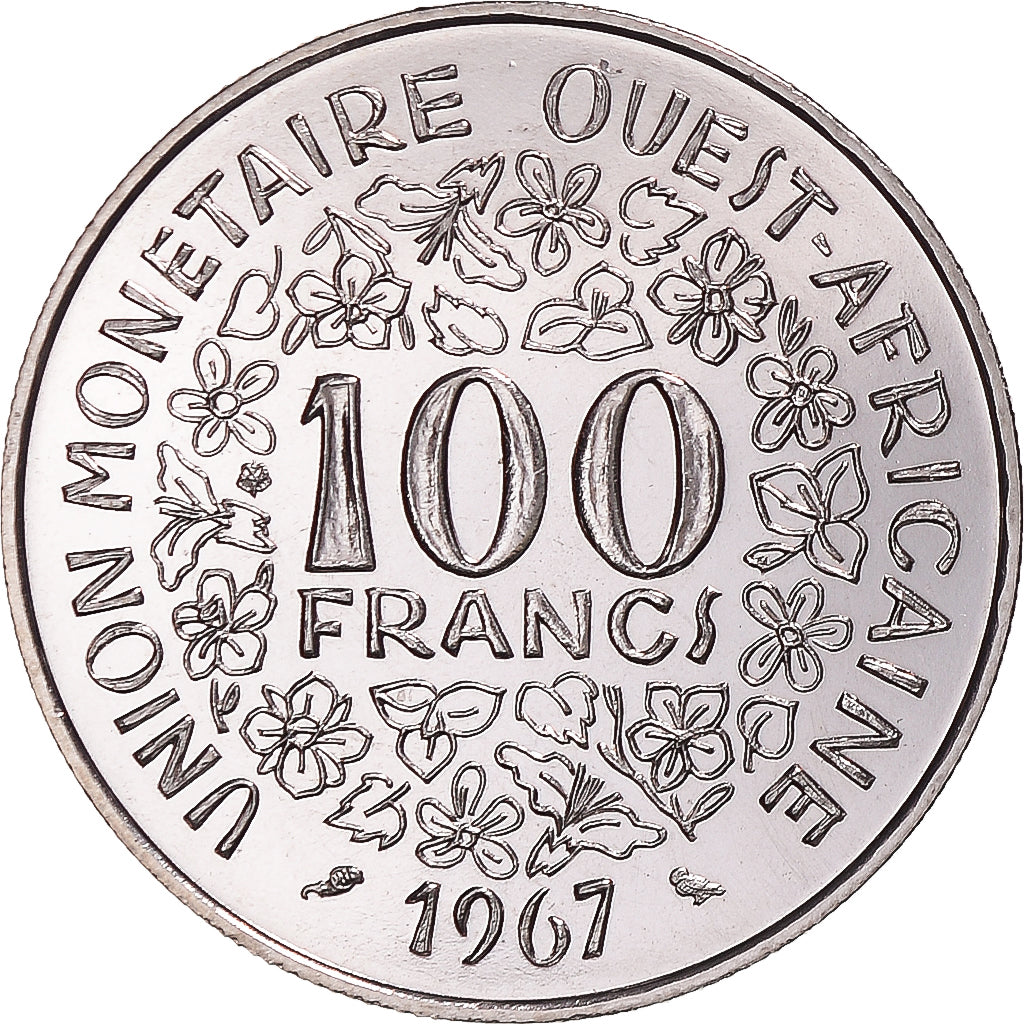 Moeda, Estados da África Ocidental, 100 Francs, 1967, Paris, ENSAIO, MS(65-70)