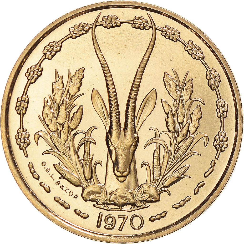 Moeda, Estados da África Ocidental, 25 Francs, 1970, Paris, ENSAIO, MS(65-70)