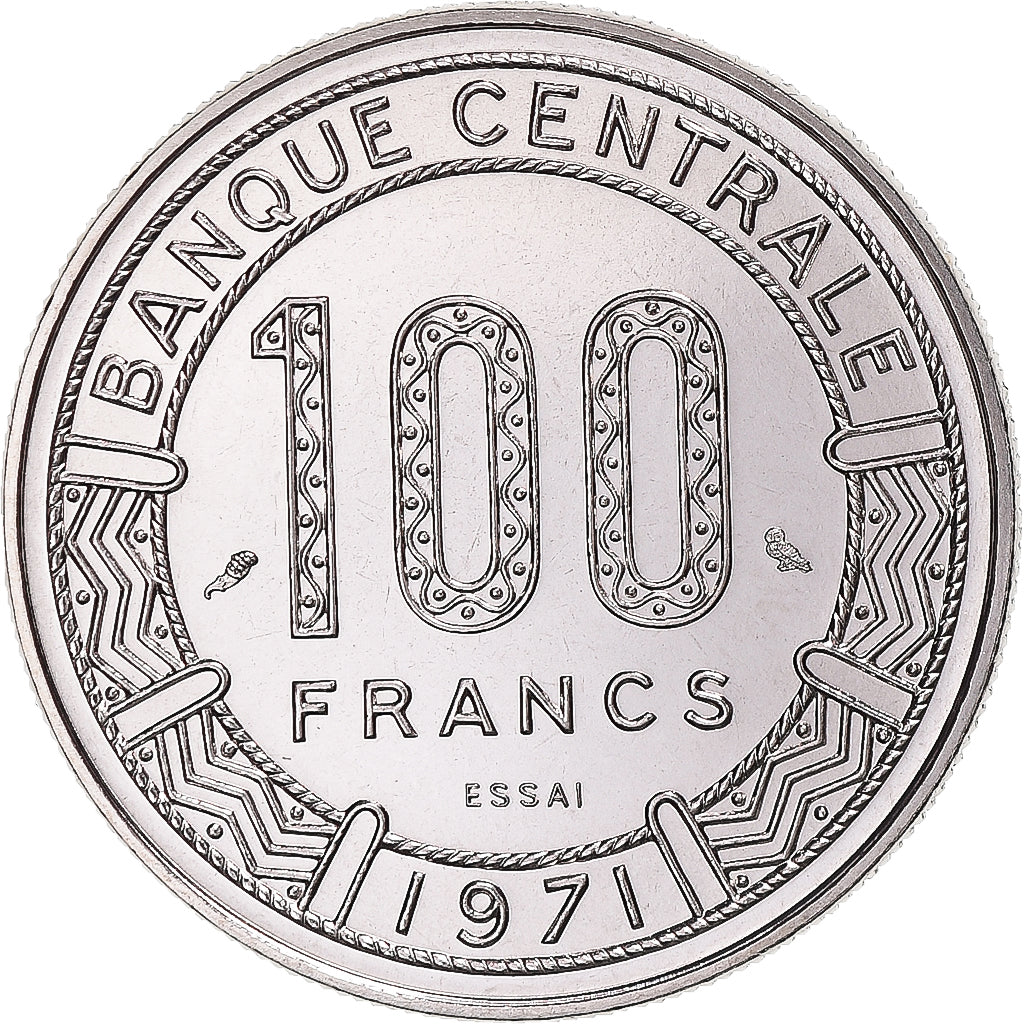 Coin, Gabon, 100 Francs, 1971, Paris, ESSAI, MS(65-70), Nickel, KM:E3