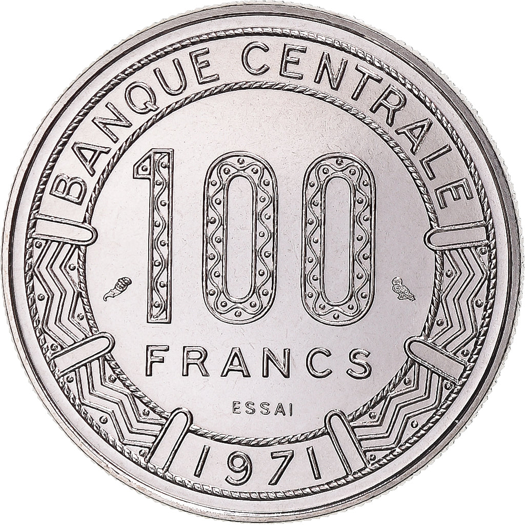 Coin, Gabon, 100 Francs, 1971, Paris, ESSAI, MS(65-70), Nickel, KM:E3
