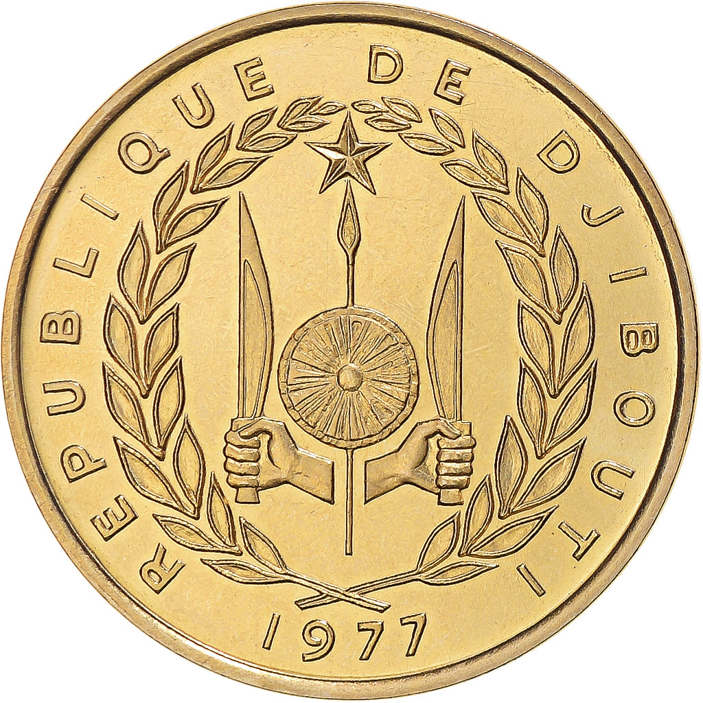 Moneta, Gibuti, 20 Francs, 1977, Paris, ESSAI, FDC, Alluminio-bronzo, KM:E5