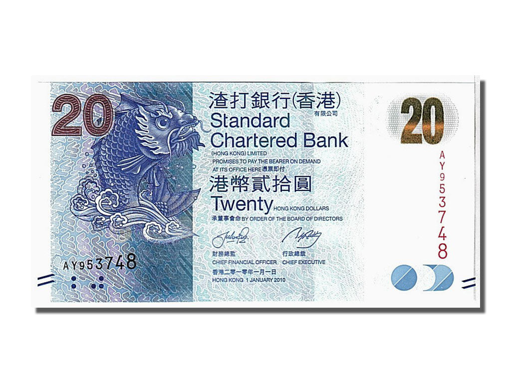 Banknot, Hong Kong, 20 Dollars, 2010, KM:297a, UNC(65-70)
