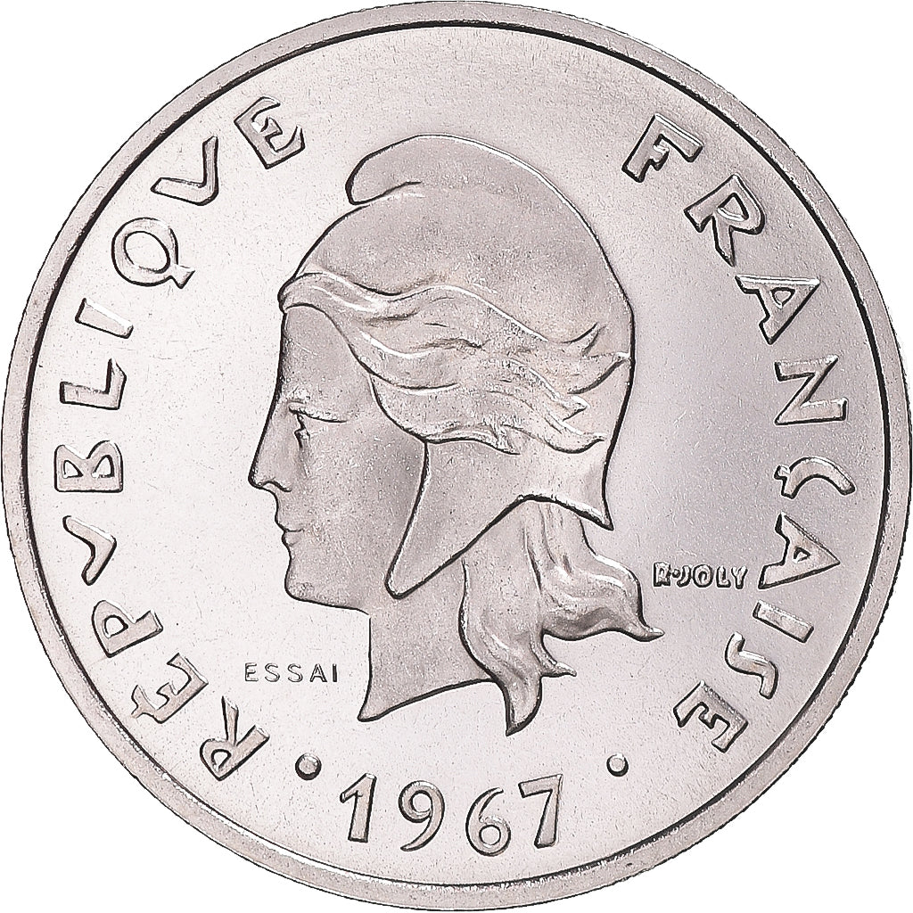 Coin, French Polynesia, 20 Francs, 1967, Paris, ESSAI, MS(65-70), Nickel, KM:E2