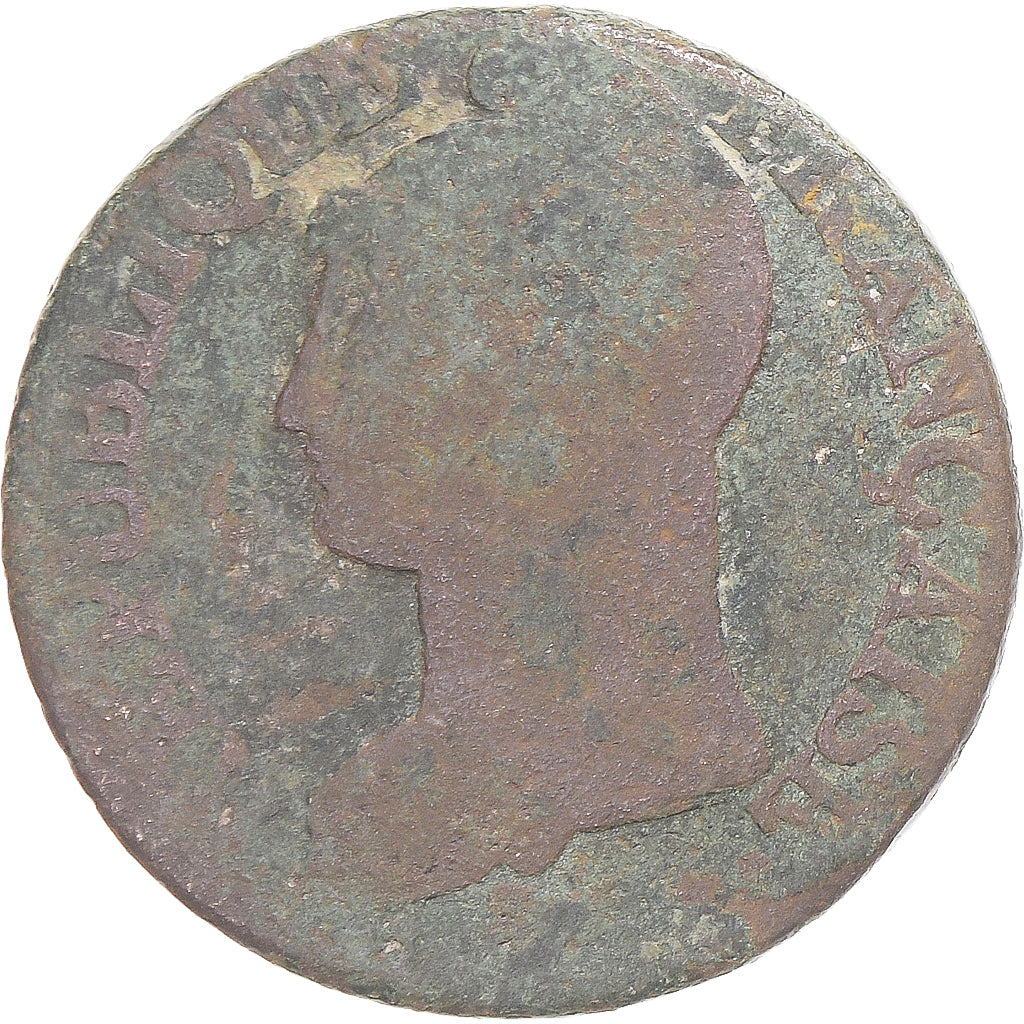 Moneta, Francja, Dupré, 5 Centimes, VF(20-25), Miedź, Gadoury:126/126a