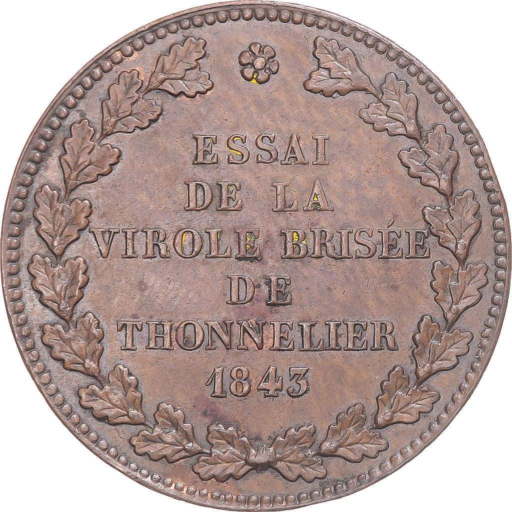 France, Médaille, Essai de la virole brisée de Thonnelier, 1843, TTB+, Bronze